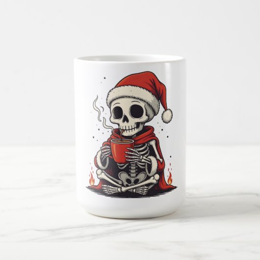 キュートゴシックスケルトンサンタココア - クリスマスTシャツ コーヒーマグカップ (中央)