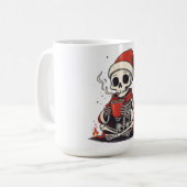 キュートゴシックスケルトンサンタココア - クリスマスTシャツ コーヒーマグカップ (正面左)