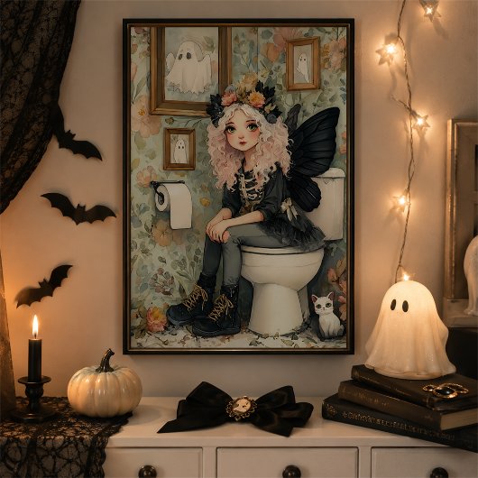 キュートゴシックフェアリーゴーストハロウィン壁画 ポスター