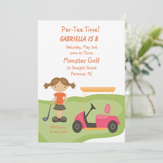 キュートゴルフガールズパーティの招待状 招待状 (スタンド正面)