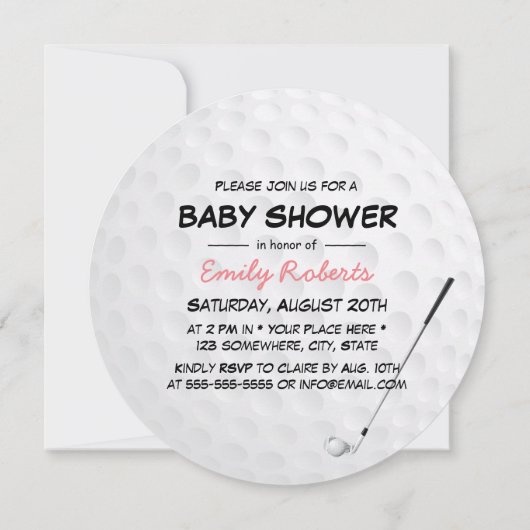 キュートゴルフボールボウタイ男の赤ちゃんシャワー 招待状 (裏面)