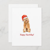 キュートゴールデンドードルドッグフラットホリデーカード サンキューカード (正面/裏面)