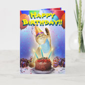 キュートゴールデンフェスティバル誕生日子猫 カード (正面)