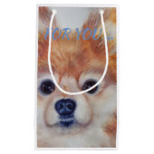 キュートゴールデンポメラニア犬 スモールペーパーバッグ (正面)