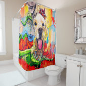 キュートゴールデンモダンレトリバー通りアート シャワーカーテン (インサイチュ)