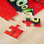 キュートゴールデンモダンレトリバー通りアート ジグソーパズル (側面)