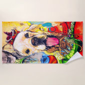 キュートゴールデンモダンレトリバー通りアート ビーチタオル (正面)