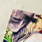 キュートゴールデンモダンレトリバー通りアート ビーチタオル (インサイチュ)