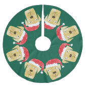 キュートゴールデンラブラドールリトリエバードインサンタハット ブラッシュドポリエステルツリースカート (正面)