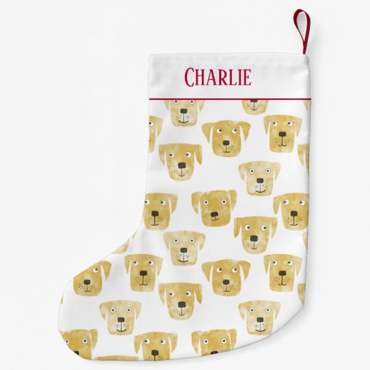 キュートゴールデンラブラドールリトリーブドッグ名前をカスタムする スモールクリスマスストッキング (裏面)