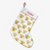 キュートゴールデンラブラドールリトリーブドッグ名前をカスタムする スモールクリスマスストッキング (正面 (吊り時))