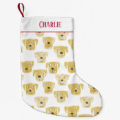 キュートゴールデンラブラドールリトリーブドッグ名前をカスタムする スモールクリスマスストッキング (正面)