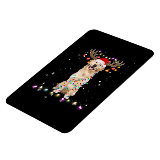 キュートゴールデンレトリエバークリスマスライトトインデナー マグネット (左側)