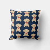 キュートゴールデンレトリエバーパピズレッドスカーフネイビーブルー クッション (裏面)