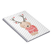 キュートゴールデンレトリエバーパピークリスマス〔雄ジカの〕枝角 ノートブック (右側)