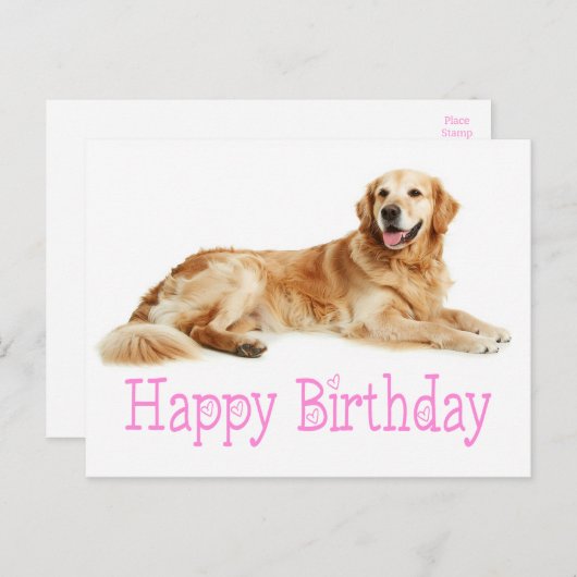キュートゴールデンレトリエバーパピードッグハッピーバースデー ポストカード (正面/裏面)