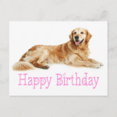 キュートゴールデンレトリエバーパピードッグハッピーバースデー ポストカード (正面)
