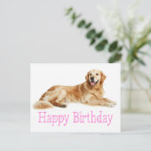 キュートゴールデンレトリエバーパピードッグハッピーバースデー ポストカード (スタンド正面)