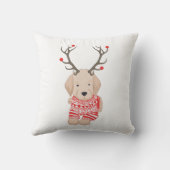 キュートゴールデンレトリバークリスマスセーター〔雄ジカの〕枝角 クッション (裏面)