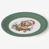 キュートゴールデンレトリバークリスマス ペーパープレート (アングル)