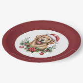 キュートゴールデンレトリバークリスマス ペーパープレート (アングル)