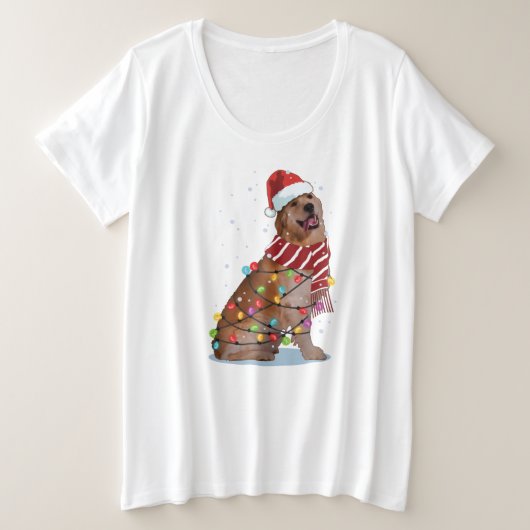 キュートゴールデンレトリバードッグおもしろいクリスマスホリデーギフト プラスサイズTシャツ (デザイン正面)