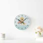 キュートゴールデンレトリバードッグフローラ ラウンド壁時計 (ホーム)