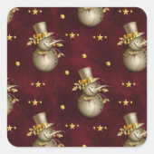 キュートゴールデン雪だるま スクエアシール (正面)