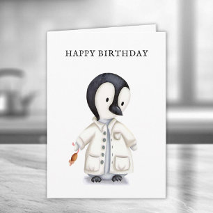 キュートサイエンティストペンギンマウス誕生日 カード