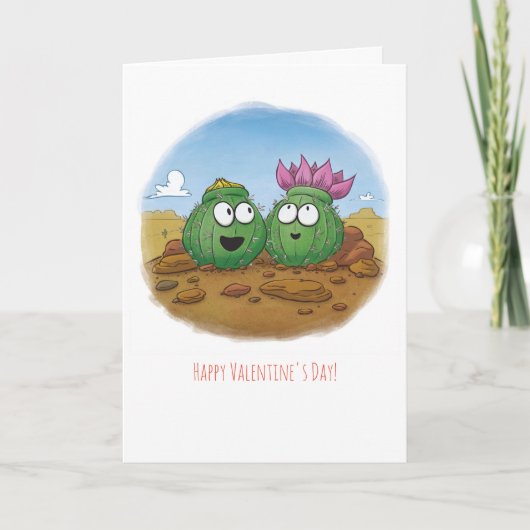 キュートサクタスデザート開花バレンタインデー カード (正面)