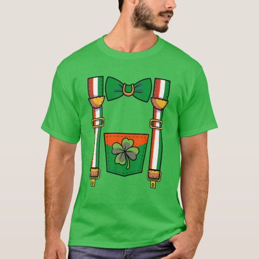 キュートサスペンダズボウタイグリーンタキシードSt patricksダ Tシャツ (正面)