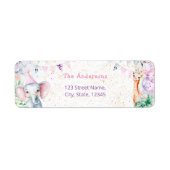 キュートサファリアニマルズガール誕生日差出人住所 ラベル (正面)