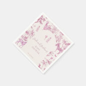 キュートサファリトイレデジュイ | ピンク色の赤ちゃんシャワー スタンダードカクテルナプキン (角)