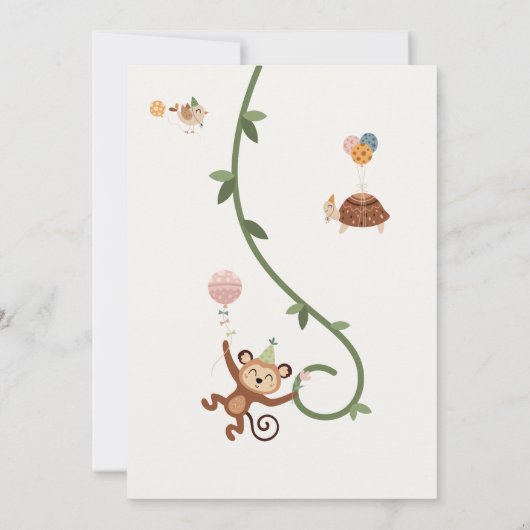 キュートサファリパーティー動物子供の誕生日招待状 招待状 (裏面)