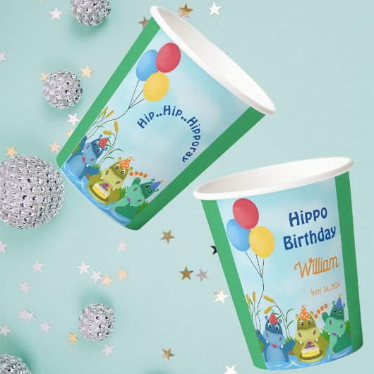 キュートサファリヒッポ誕生日 紙コップ