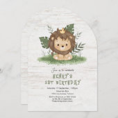 キュートサファリライオン子供の誕生日 招待状 (正面/裏面)