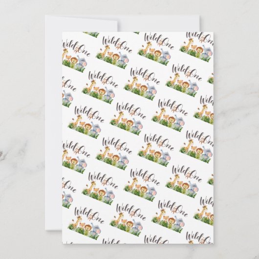 キュートサファリワイルドワングリーン誕生日 招待状 (裏面)
