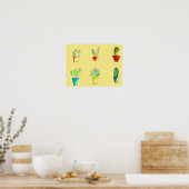 キュートサボテン砂漠イラストレーション ポスター (キッチン)