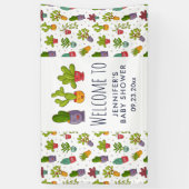 キュートサボテン自然多肉模様パーティー 横断幕 (縦)