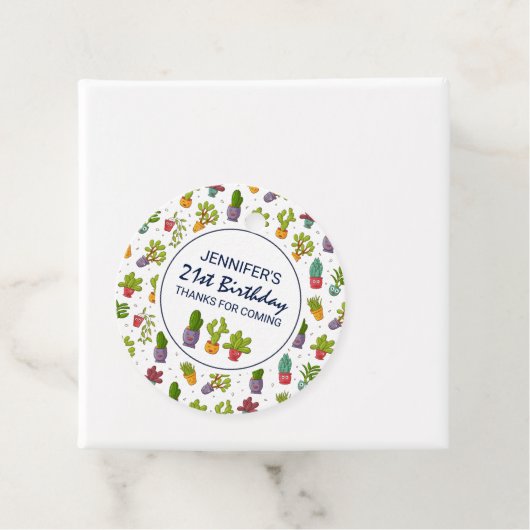 キュートサボテン自然多肉模様誕生日 フェイバータグ (インサイチュ)