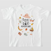 キュートサマーアドベンチャー引用文カラフルキッズ Tシャツ (レイダウン)