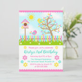 キュートサマーガーデンアンドバードズ誕生日 招待状 (スタンド正面)