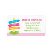 キュートサマーキャンプサインラージ差出人住所 ラベル (正面)