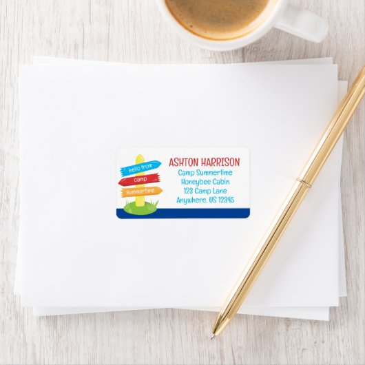 キュートサマーキャンプサインラージ差出人住所 ラベル (インサイチュ)