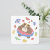 キュートサマースパニエル犬ドッグイラストレーション シーズンカード (スタンド正面)