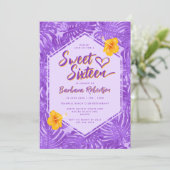 キュートサマートロピカルパープルフローラSweet sixteen 招待状 (スタンド正面)