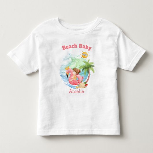 キュートサマーバケーションネームビーチガール トドラーTシャツ (正面)