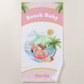 キュートサマーバケーションネームビーチガール ビーチタオル (正面)