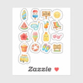 キュートサマービーチおもしろいイラストレーションコレクション シール (シート)