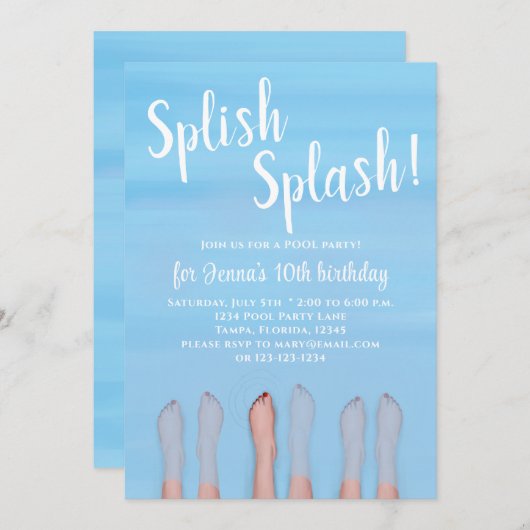 キュートサマービーチレイク海ガーリーパーティー 招待状 (正面/裏面)